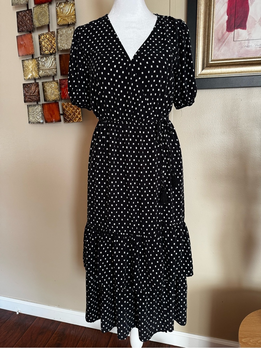 Knox Rose Black and White Polka Dot Maxi Dress